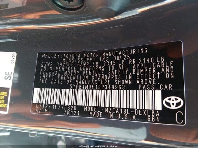 2025 TOYOTA COROLLA LE 9