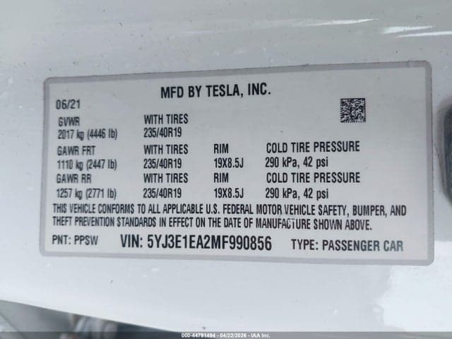 2021 TESLA MODEL 3 STANDARD RANGE PLUS REAR-WHEEL DRIVE 9