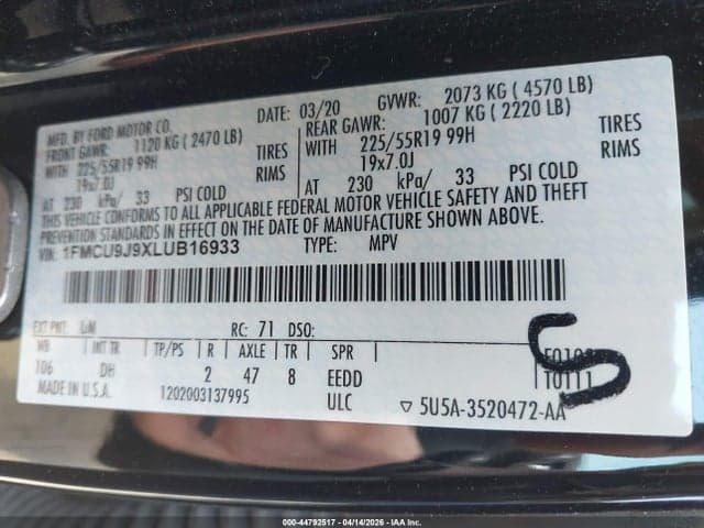 2020 FORD ESCAPE TITANIUM 9