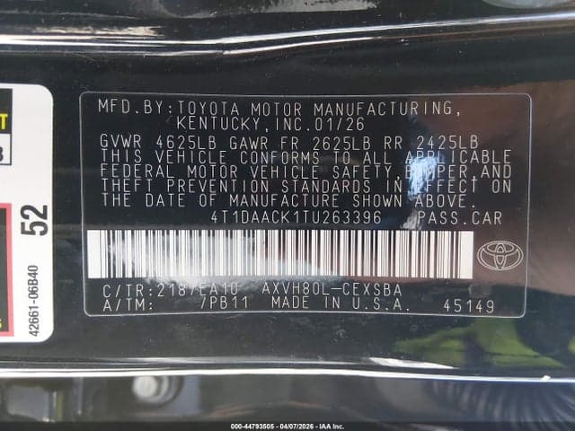 2026 TOYOTA CAMRY SE 9