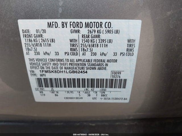 2020 FORD EXPLORER XLT 9