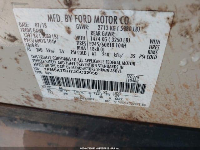 2018 FORD EXPLORER XLT 9