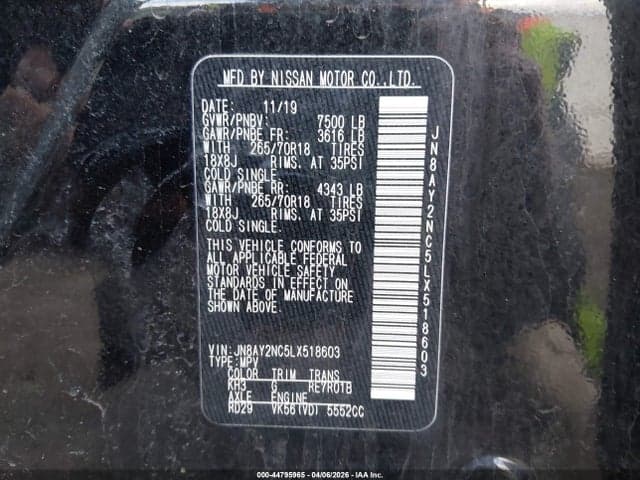 2020 NISSAN ARMADA SV 4WD 9