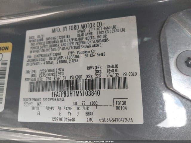 2021 FORD MUSTANG ECOBOOST PREMIUM 9