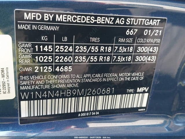 2021 MERCEDES-BENZ GLA 250 4MATIC 9