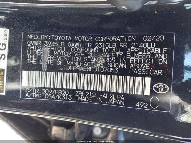 2020 TOYOTA COROLLA LE 9
