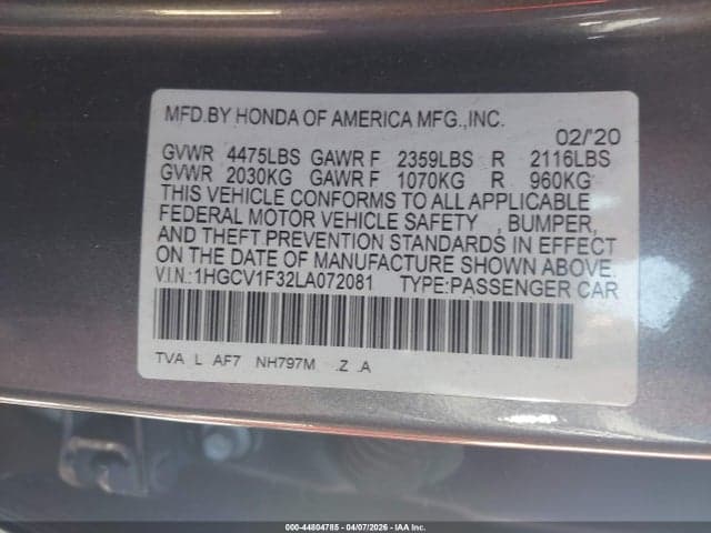 2020 HONDA ACCORD SPORT 9