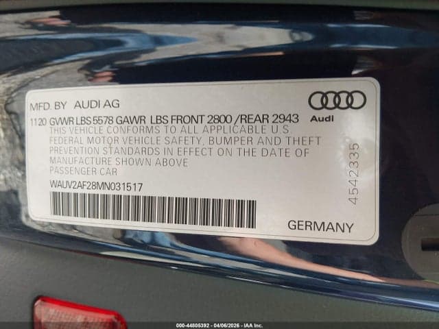 2021 AUDI A7 SPORTBACK PRESTIGE 55 TFSI QUATTRO S TRONIC 9