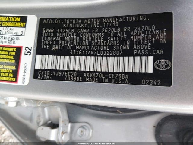 2020 TOYOTA CAMRY SE NIGHTSHADE EDITION 9