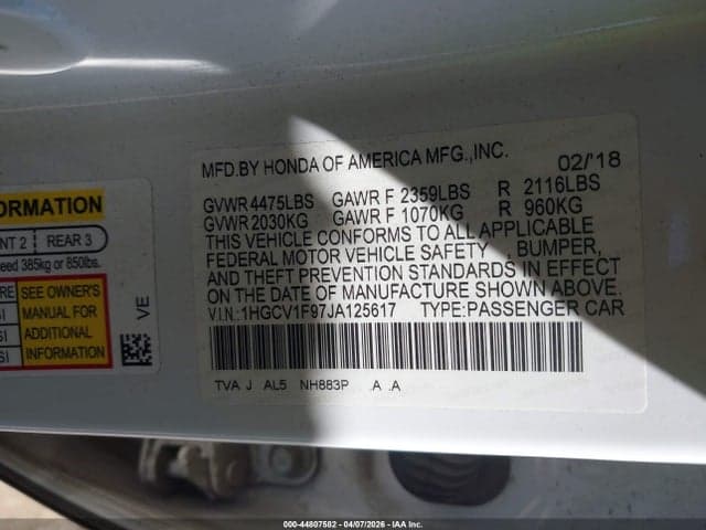 2018 HONDA ACCORD TOURING 9