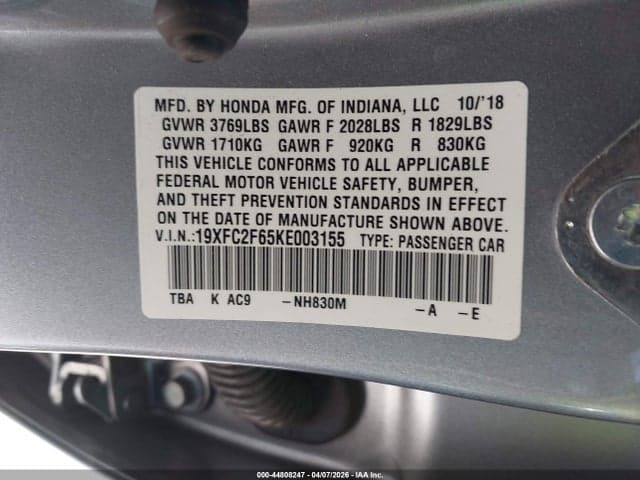 2019 HONDA CIVIC LX 9