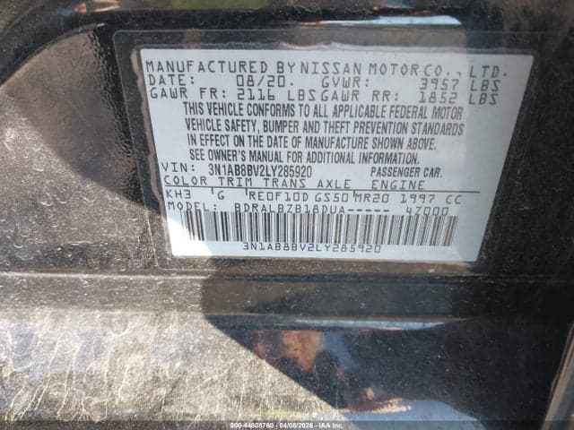 2020 NISSAN SENTRA S XTRONIC CVT 9