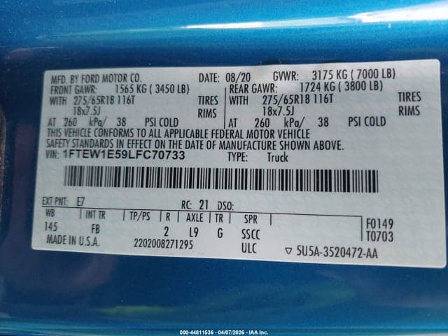 2020 FORD F-150 XLT 9