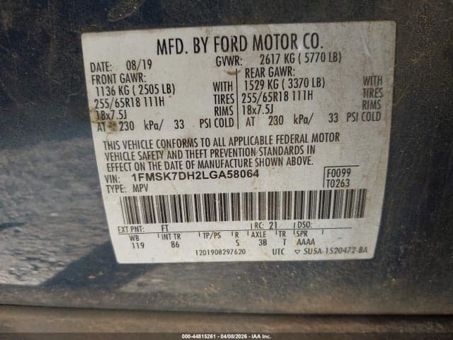 2020 FORD EXPLORER XLT 9