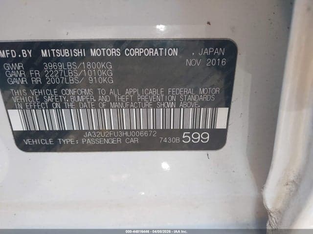 2017 MITSUBISHI LANCER ES 10