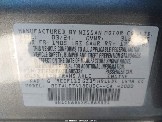 2024 NISSAN VERSA 1.6 S 9