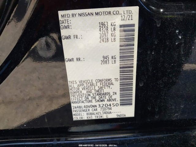2022 NISSAN ALTIMA SV FWD 9