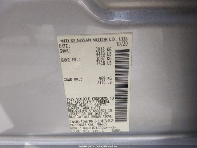 2021 NISSAN ALTIMA SV INTELLIGENT AWD 9