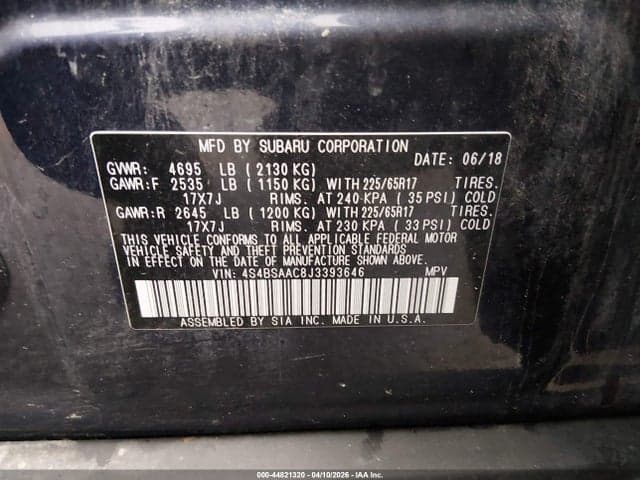 2018 SUBARU OUTBACK 2.5I 9