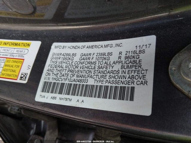 2018 HONDA ACCORD LX 9