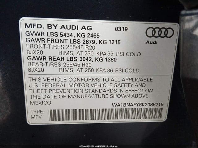 2019 AUDI Q5 45 PREMIUM 9