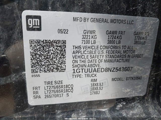 2022 GMC SIERRA 1500 4WD SHORT BOX PRO 9