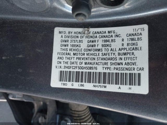 2016 HONDA CIVIC LX 9