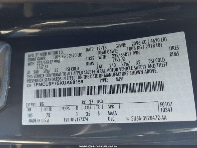 2019 FORD ESCAPE S 9
