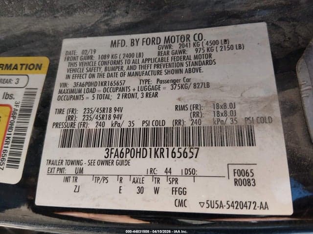 2019 FORD FUSION SE 9