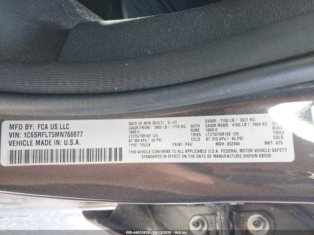 2021 RAM 1500 REBEL 4X4 5'7 BOX 9
