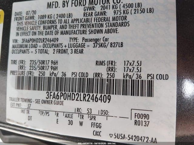 2020 FORD FUSION SE 9