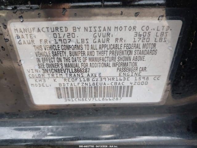 2020 NISSAN VERSA SV XTRONIC CVT 9