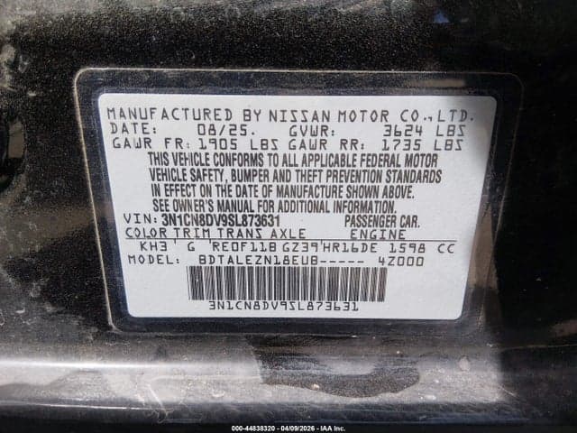2025 NISSAN VERSA 1.6 S 9