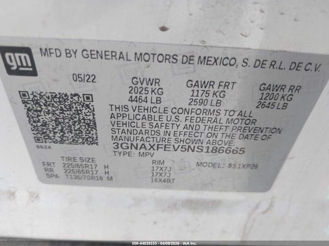 2022 CHEVROLET EQUINOX FWD 1FL 9
