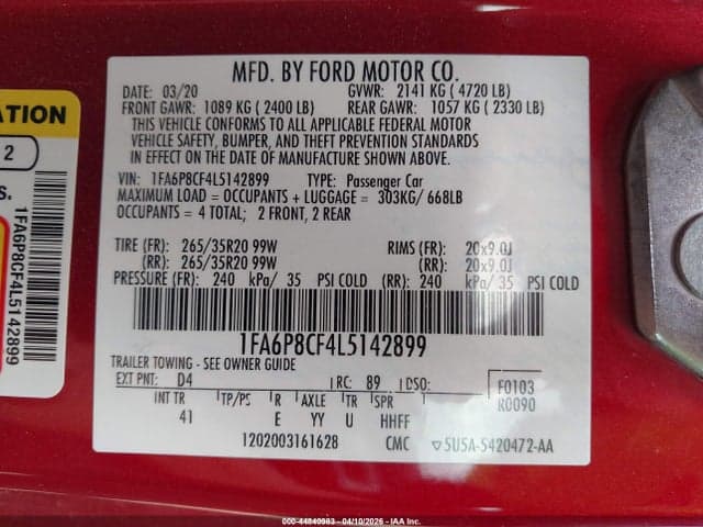 2020 FORD MUSTANG GT PREMIUM FASTBACK 9