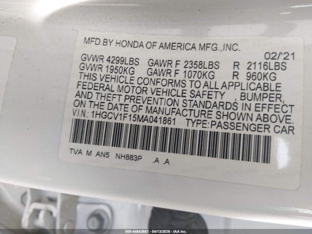 2021 HONDA ACCORD LX 9