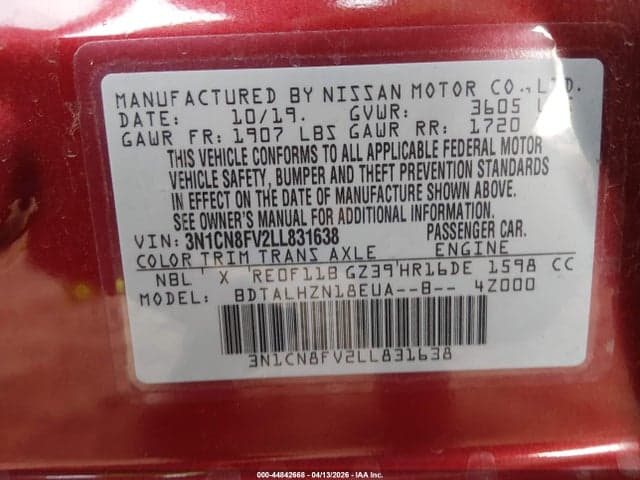 2020 NISSAN VERSA SR XTRONIC CVT 9