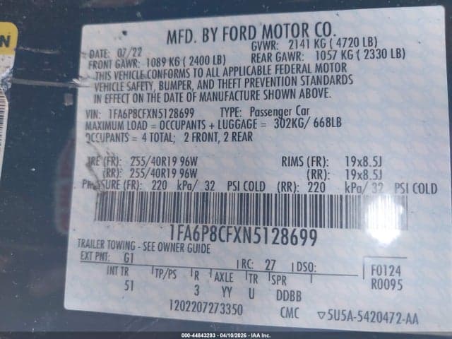2022 FORD MUSTANG GT PREMIUM FASTBACK 10