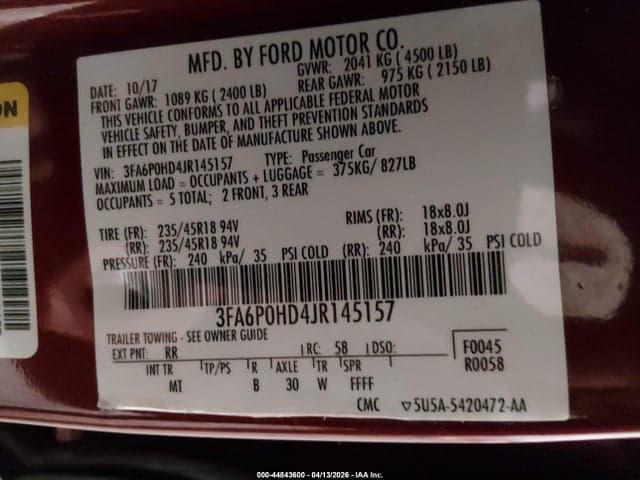 2018 FORD FUSION SE 9