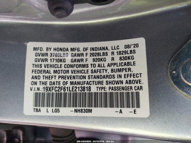 2020 HONDA CIVIC LX 9