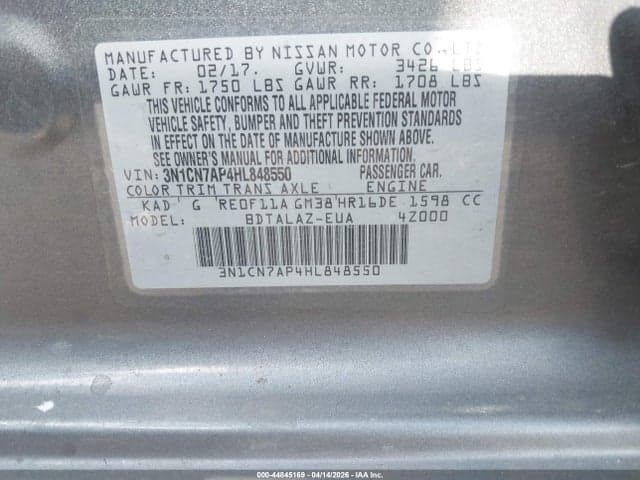 2017 NISSAN VERSA 1.6 S+ 9
