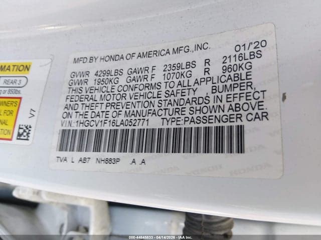 2020 HONDA ACCORD LX 9