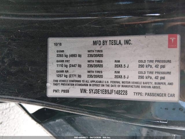 2018 TESLA MODEL 3 LONG RANGE/PERFORMANCE 9