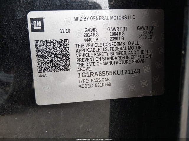 2019 CHEVROLET VOLT LT 9