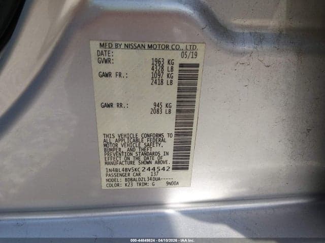 2019 NISSAN ALTIMA 2.5 S 9