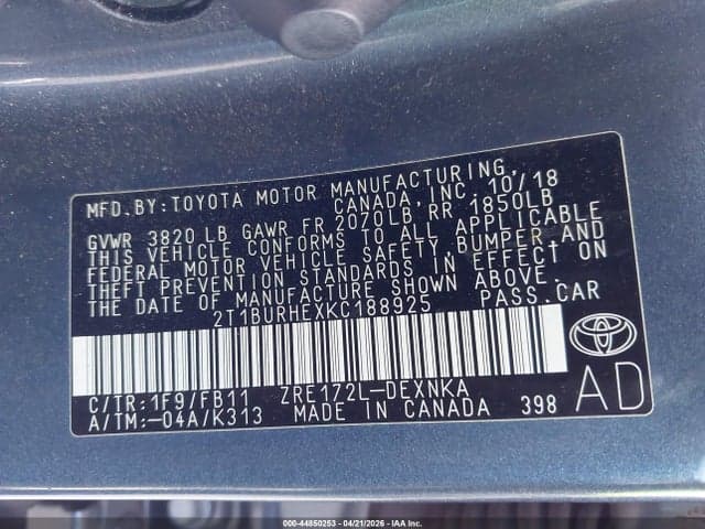 2019 TOYOTA COROLLA LE 9