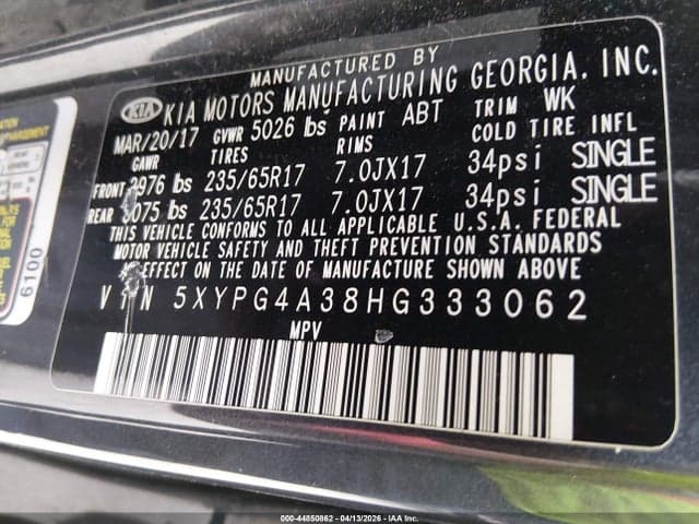 2017 KIA SORENTO 2.4L LX 9
