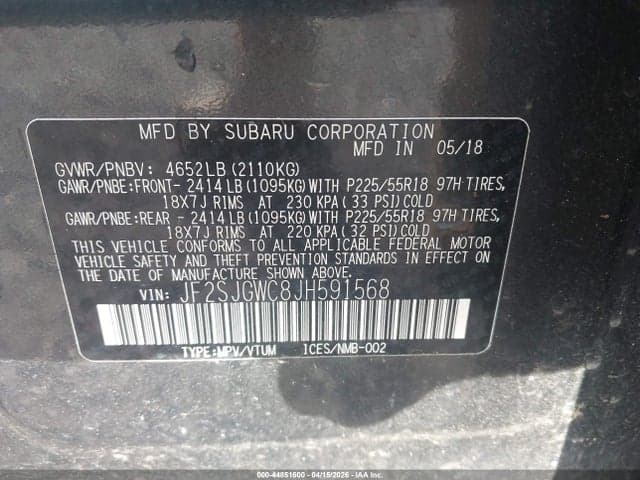 2018 SUBARU FORESTER 2.0XT TOURING 9