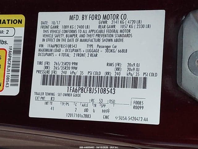 2018 FORD MUSTANG GT PREMIUM 9