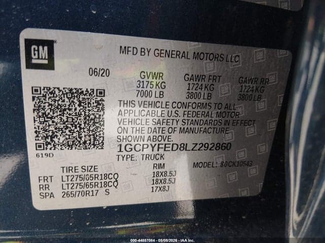2020 CHEVROLET SILVERADO 1500 4WD SHORT BED LT TRAIL BOSS 9